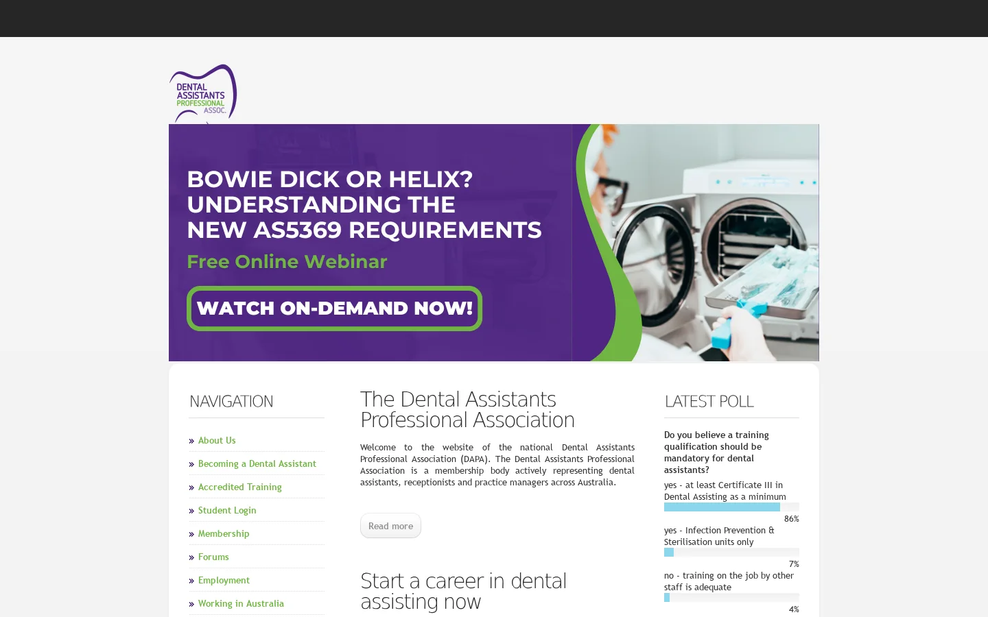 The Dental Assistants Professional Association Homepage screenshot