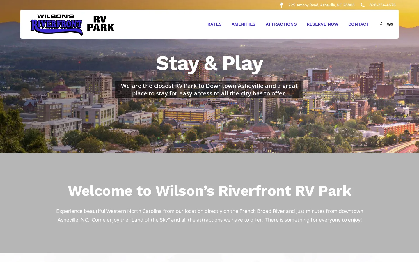 Wilson's Riverfront RV Park | Asheville, NC Homepage screenshot