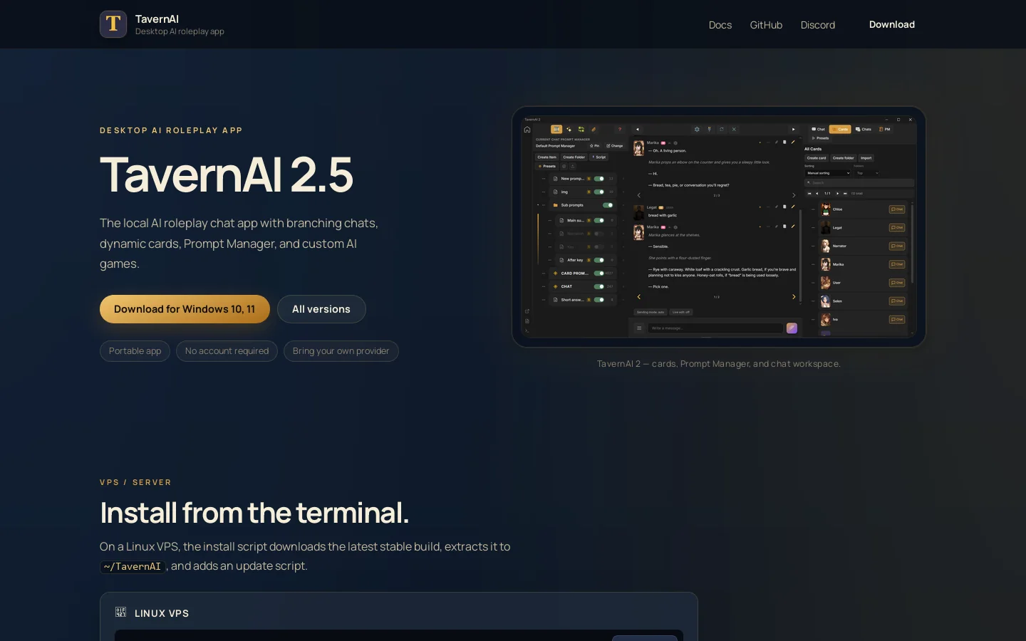 TavernAI 2 Homepage screenshot