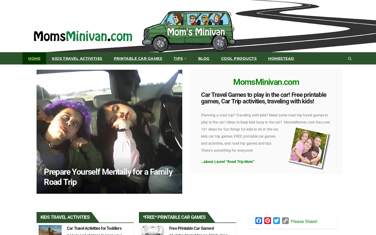 Car Games, Car Travel Games, and Free Printable Road Trip Games for Kids Homepage screenshot