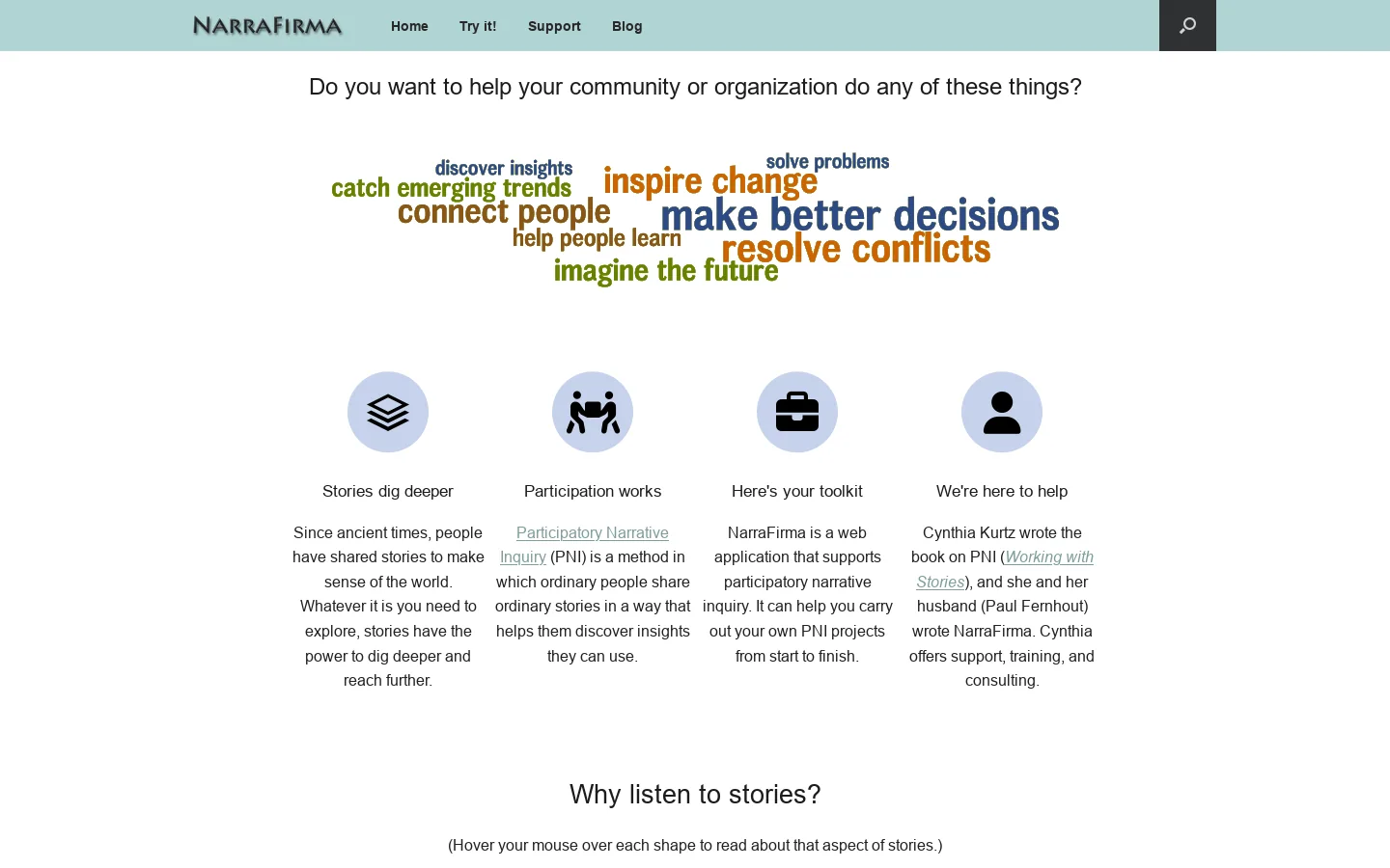 NarraFirma Homepage screenshot