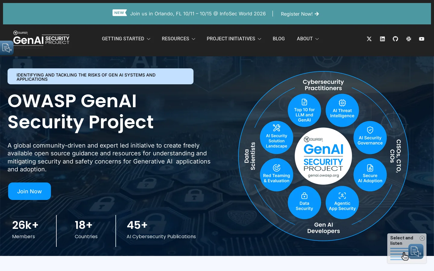 Home - OWASP Gen AI Security Project Homepage screenshot