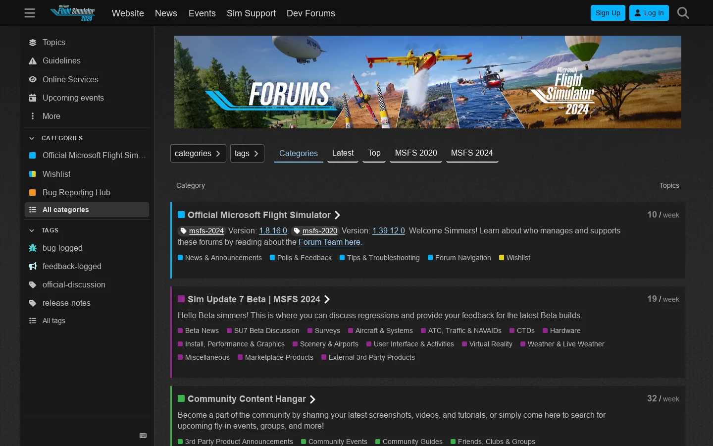 Microsoft Flight Simulator Forums Homepage screenshot