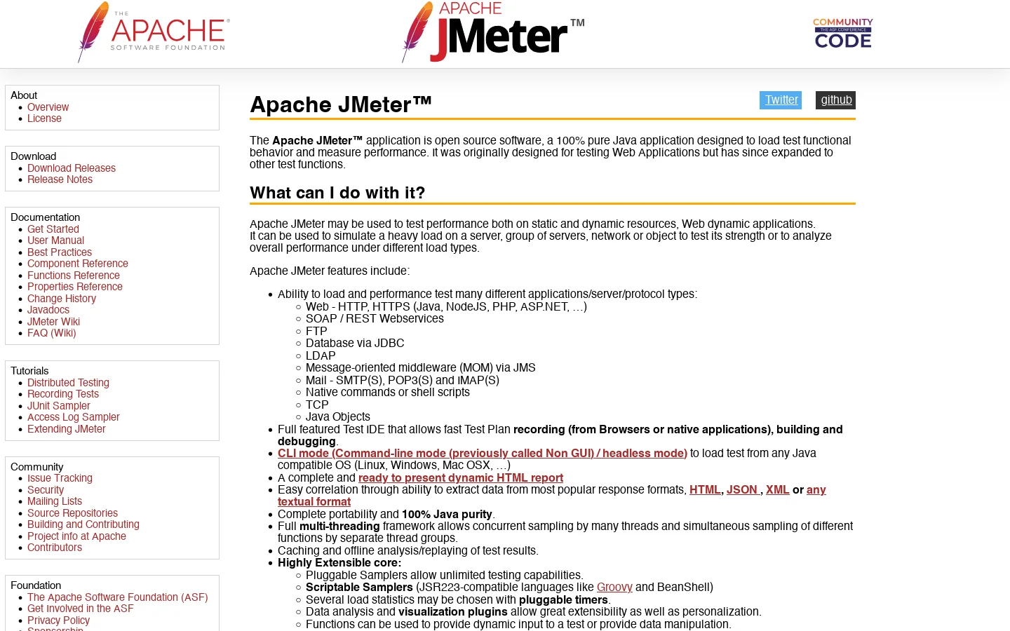 Apache JMeter - Apache JMeter™ Homepage screenshot