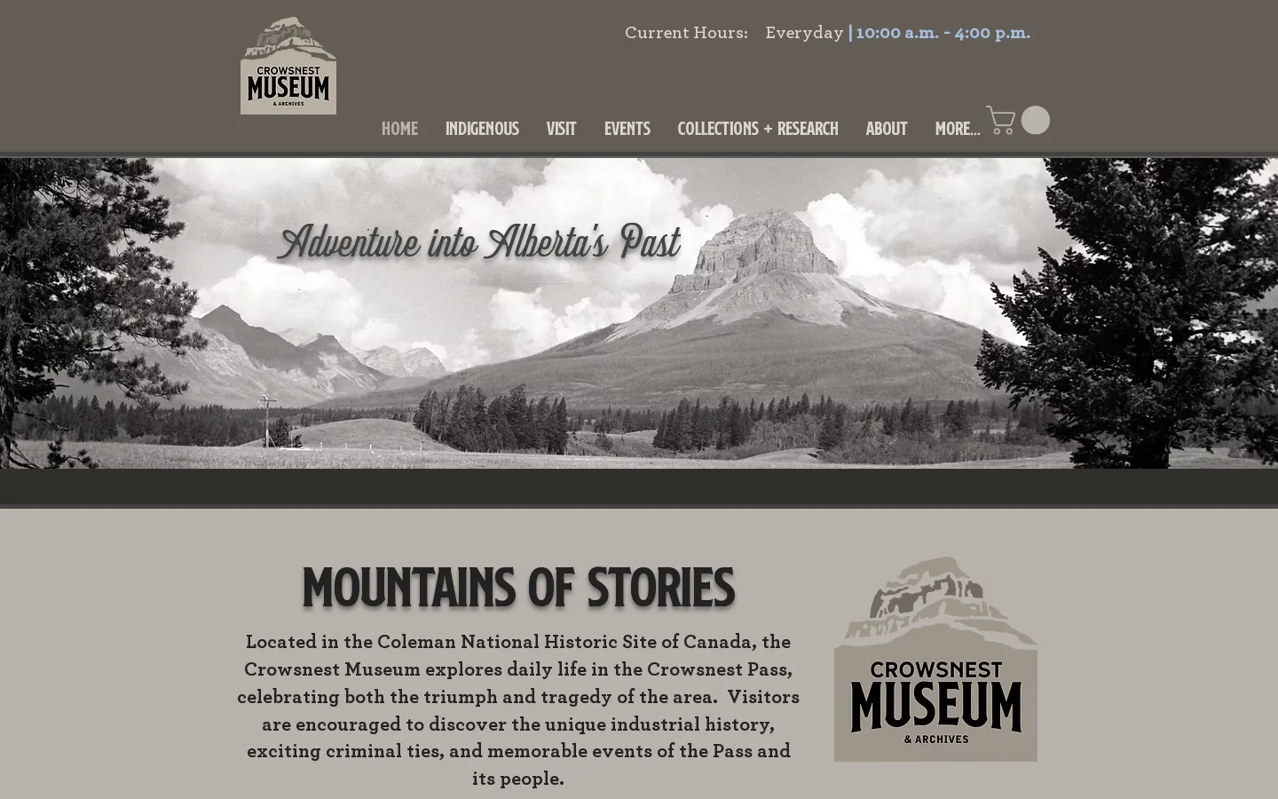 Crowsnest Museum Homepage screenshot