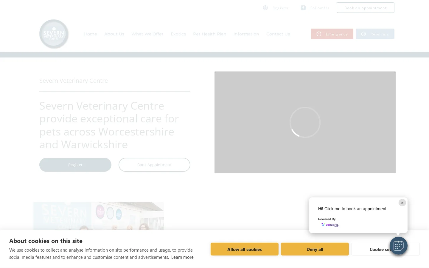Pet Vets in Worcester, Alcester & Henley-in-Arden | Severn Veterinary Centre Homepage screenshot