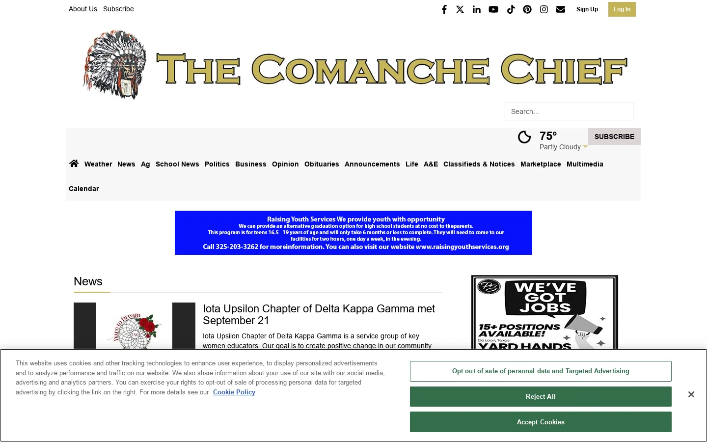 thecomanchechief.com Homepage screenshot