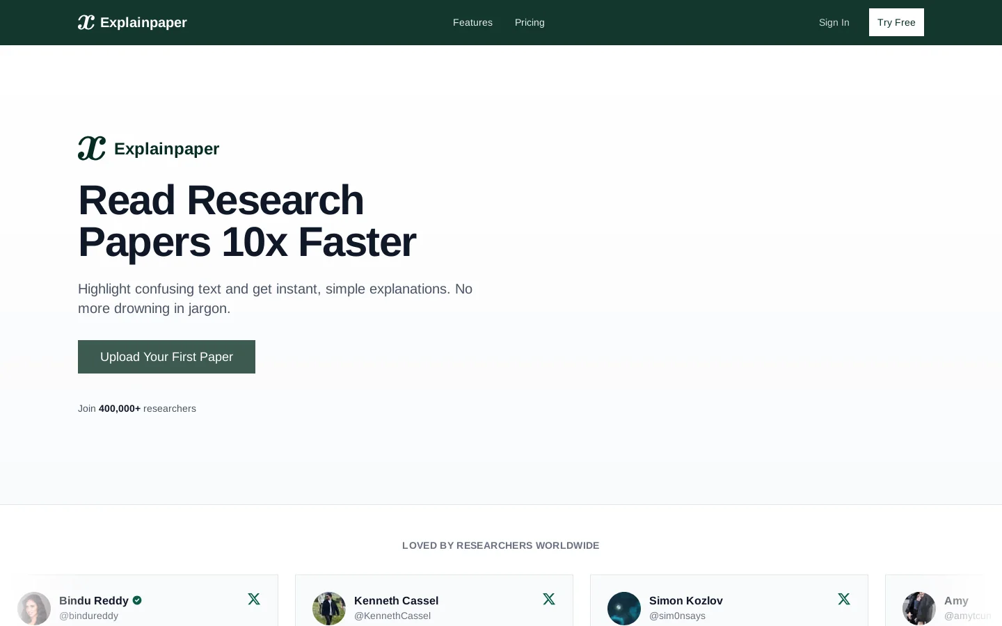 Explainpaper Homepage screenshot