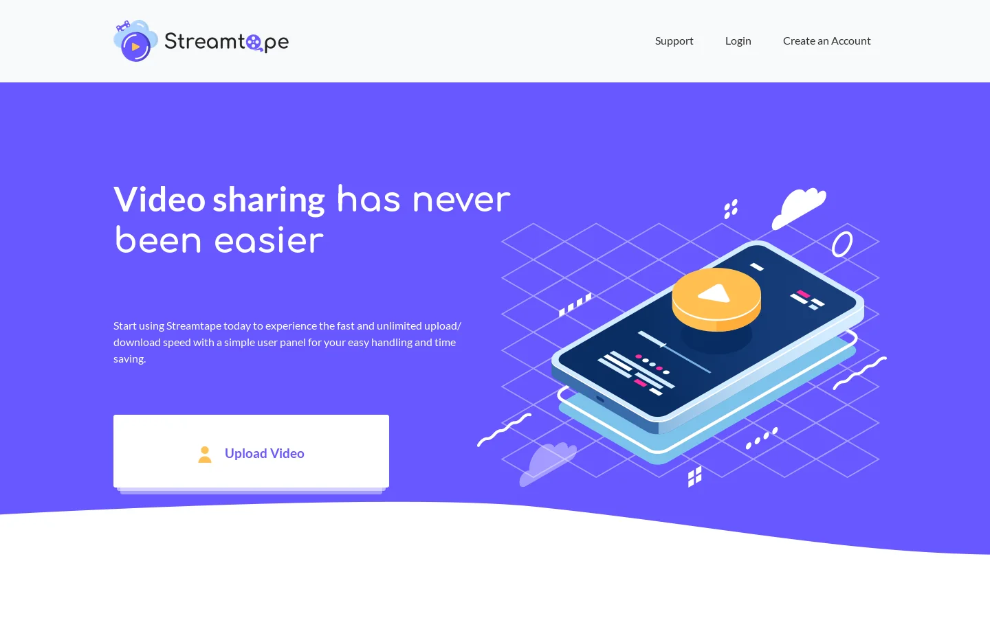 Streamtape Homepage screenshot