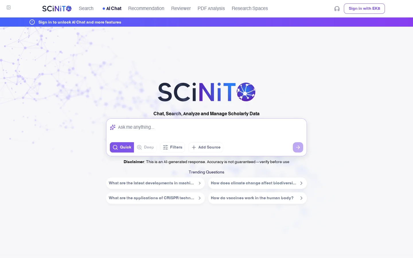 SCiNiTO - Academic Resource Hub Homepage screenshot
