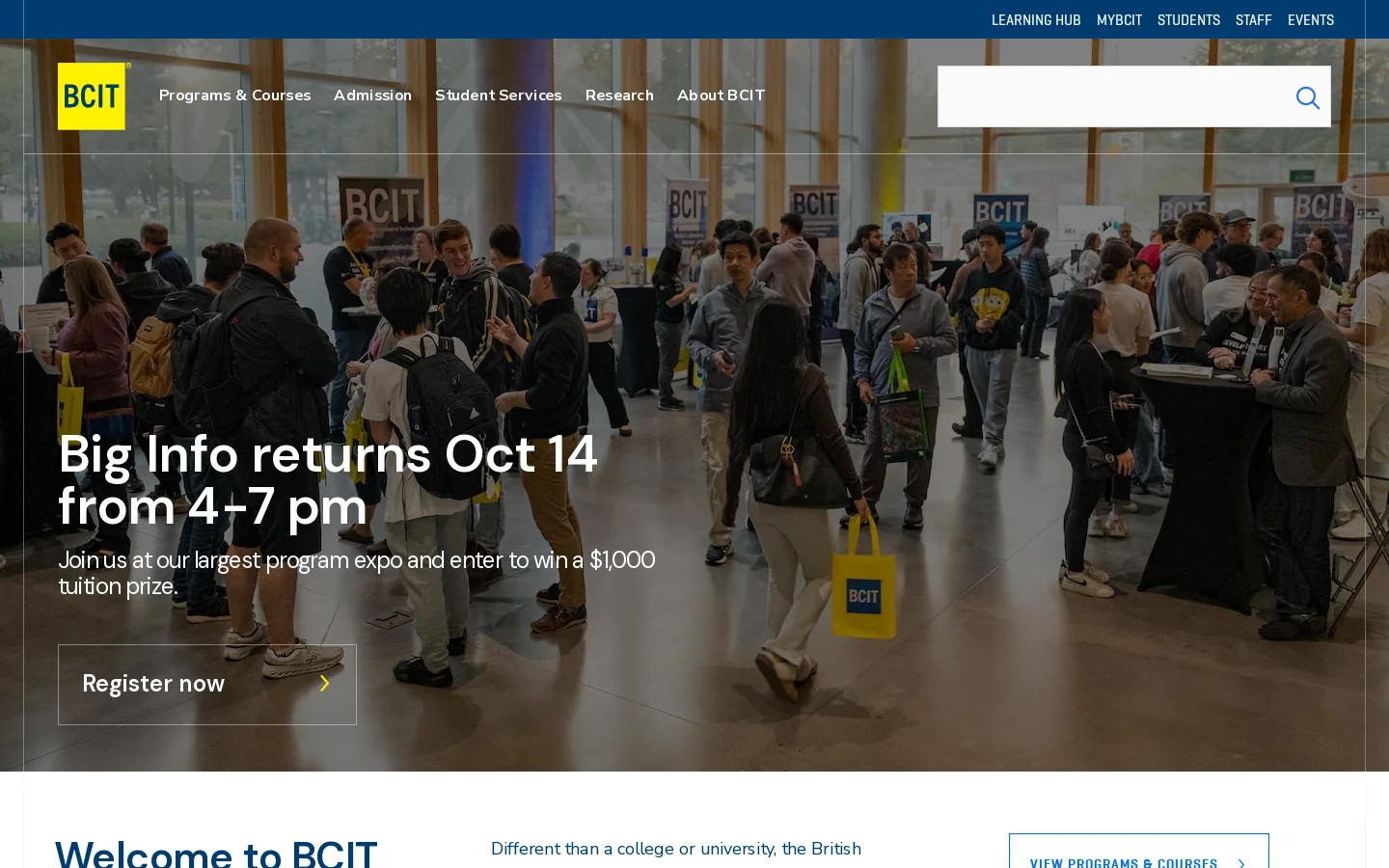BCIT Homepage screenshot