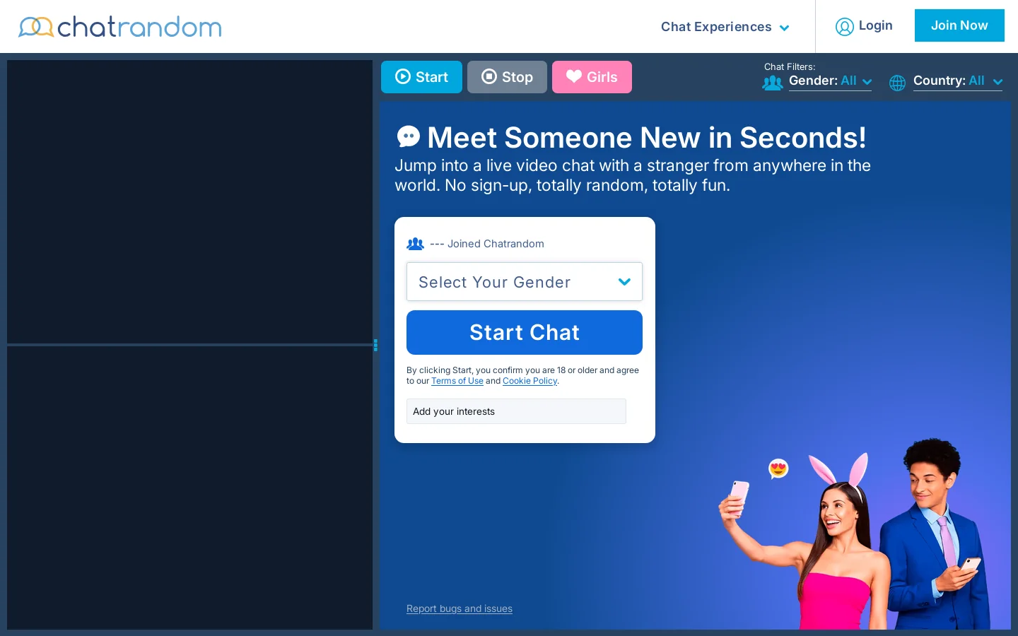 Chatrandom Homepage screenshot
