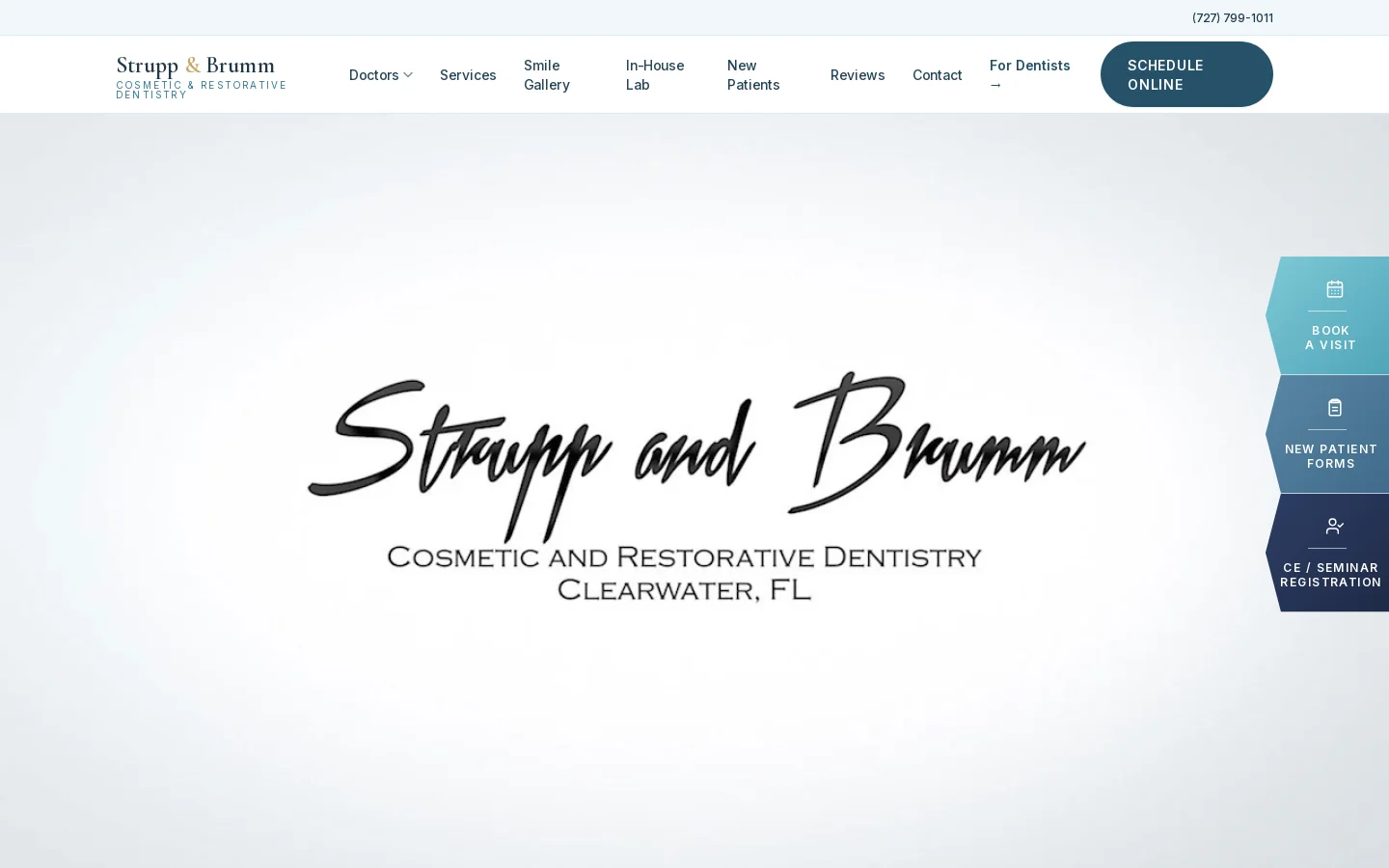 AACD Fellow Cosmetic Dentist Clearwater, FL | Strupp & Brumm Homepage screenshot