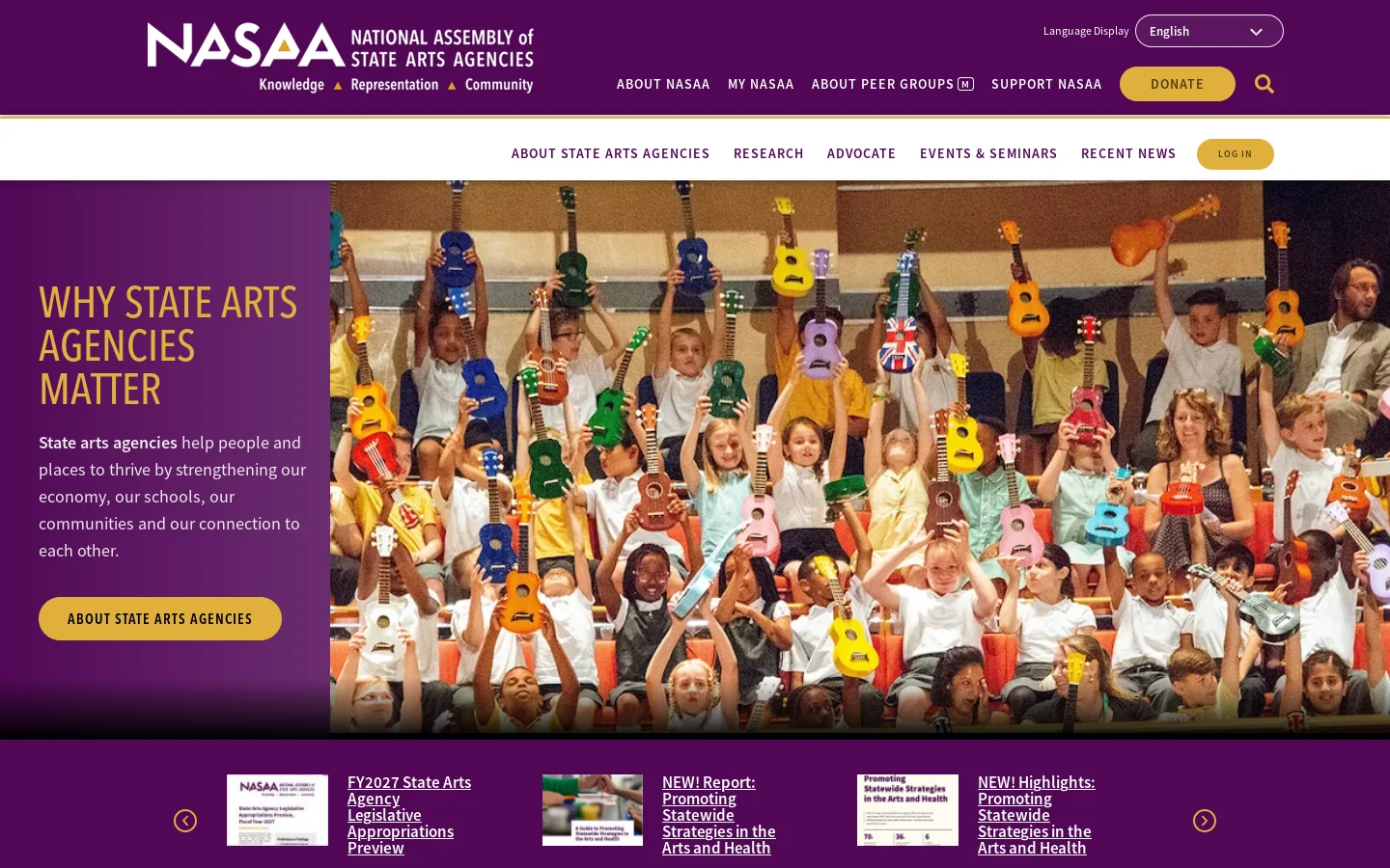NASAA – National Assembly of State Arts Agencies Homepage screenshot