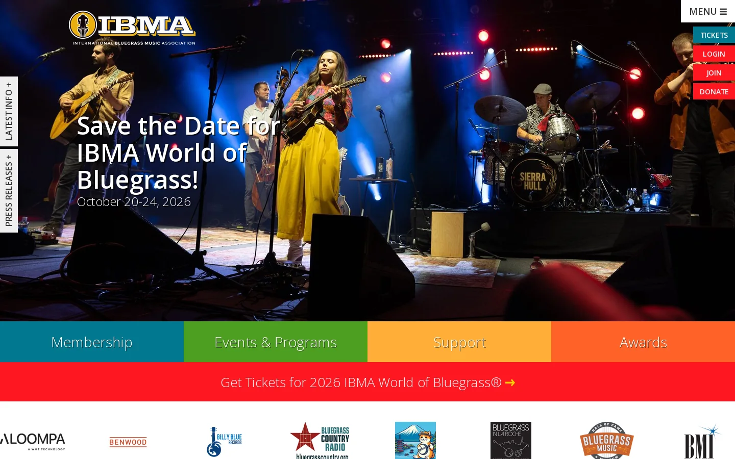 IBMA Homepage screenshot