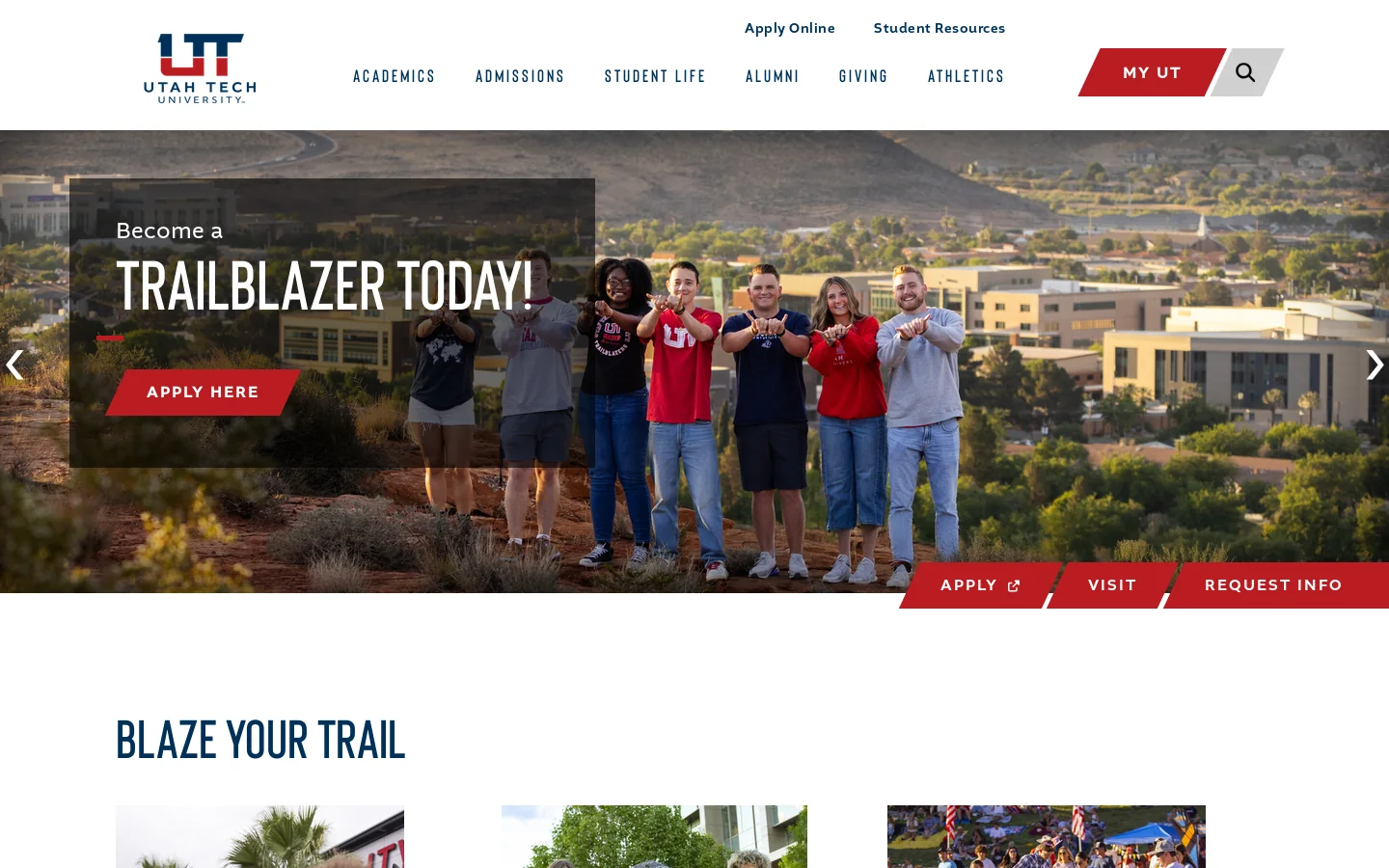 Utah Tech University Homepage screenshot