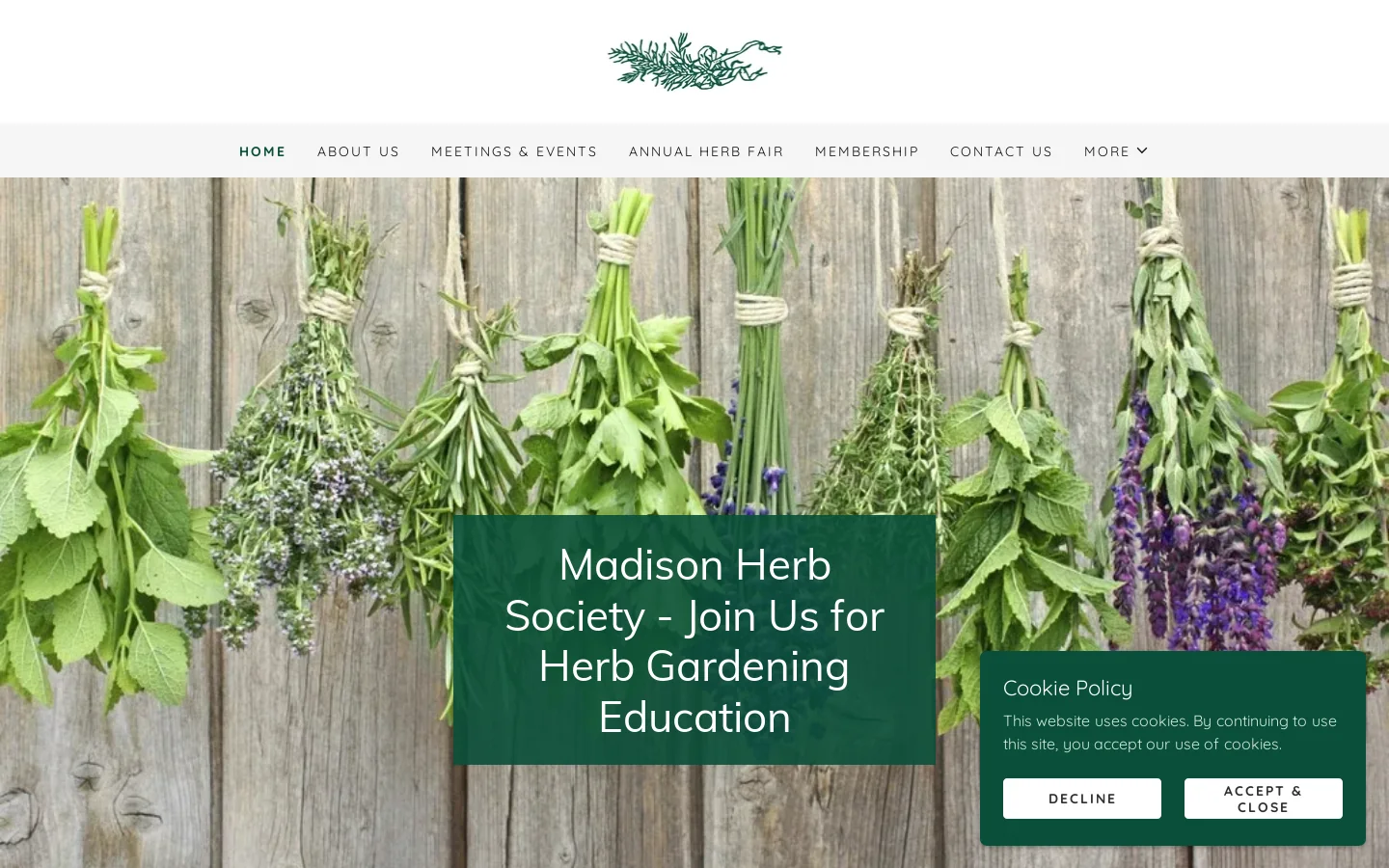 Herb Gardening Education with Madison Herb Society Homepage screenshot