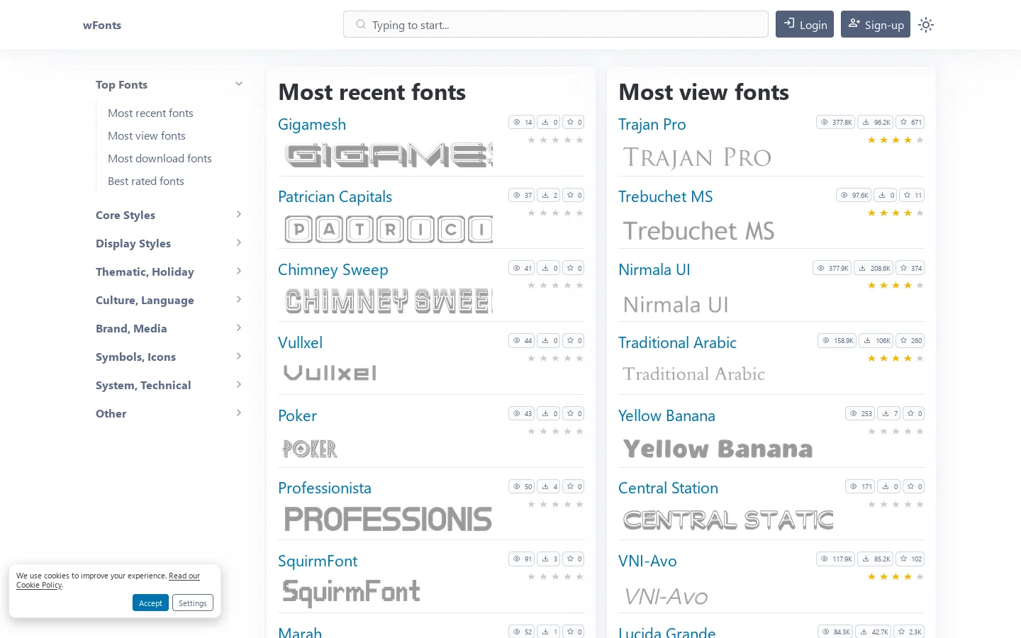 wfonts.com Homepage screenshot