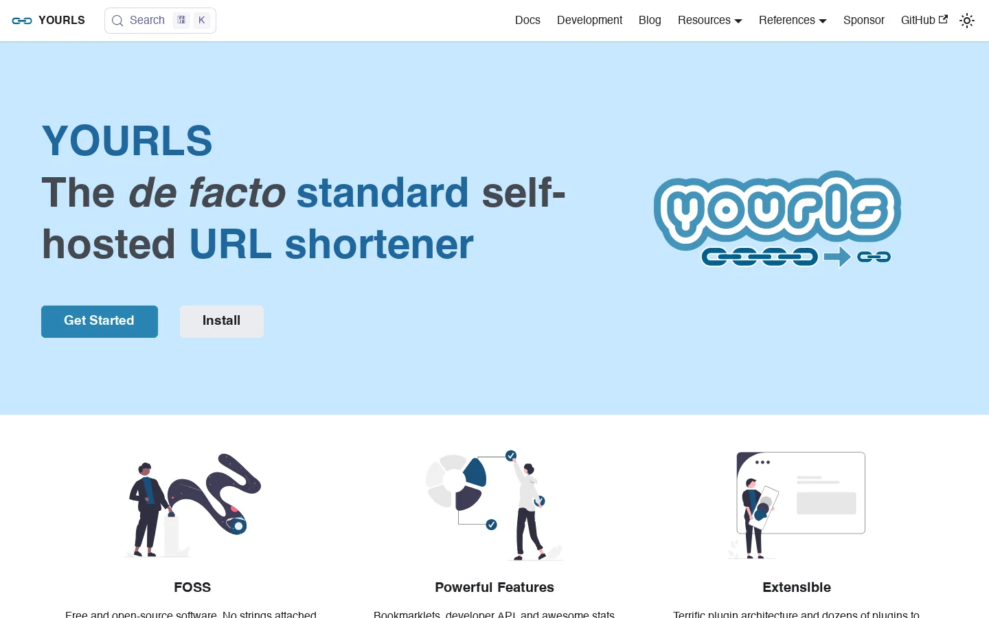 YOURLS Homepage screenshot