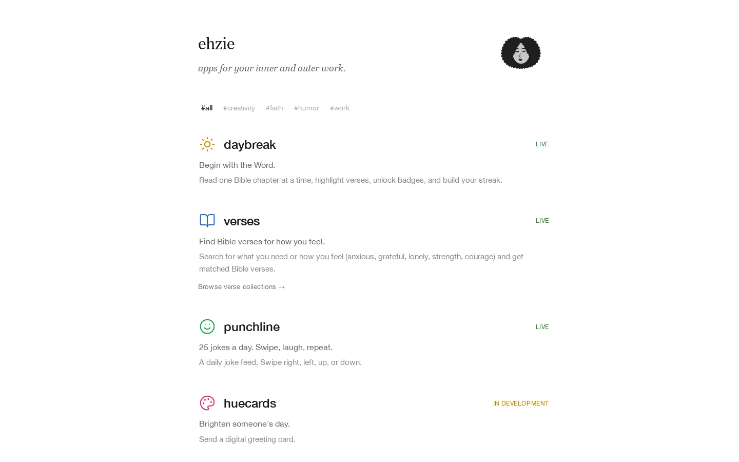ehzie Homepage screenshot