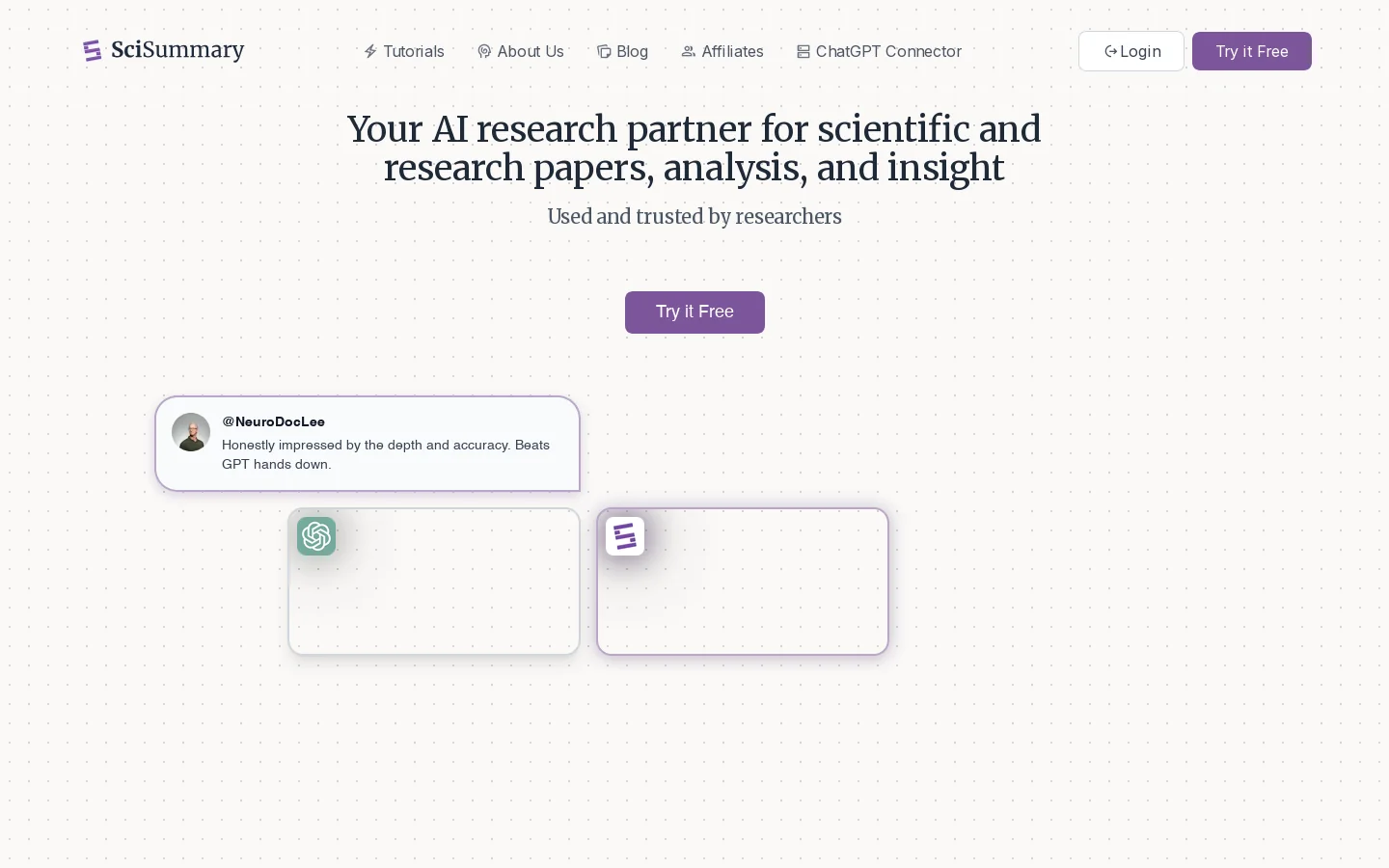 SciSummary Homepage screenshot