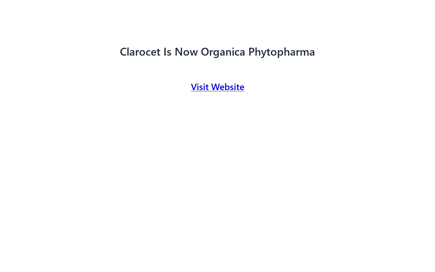 Clarocet Is Now Organica PhytoPharma Homepage screenshot