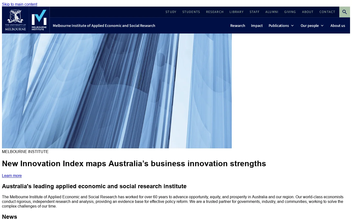 Melbourne Institute Homepage screenshot