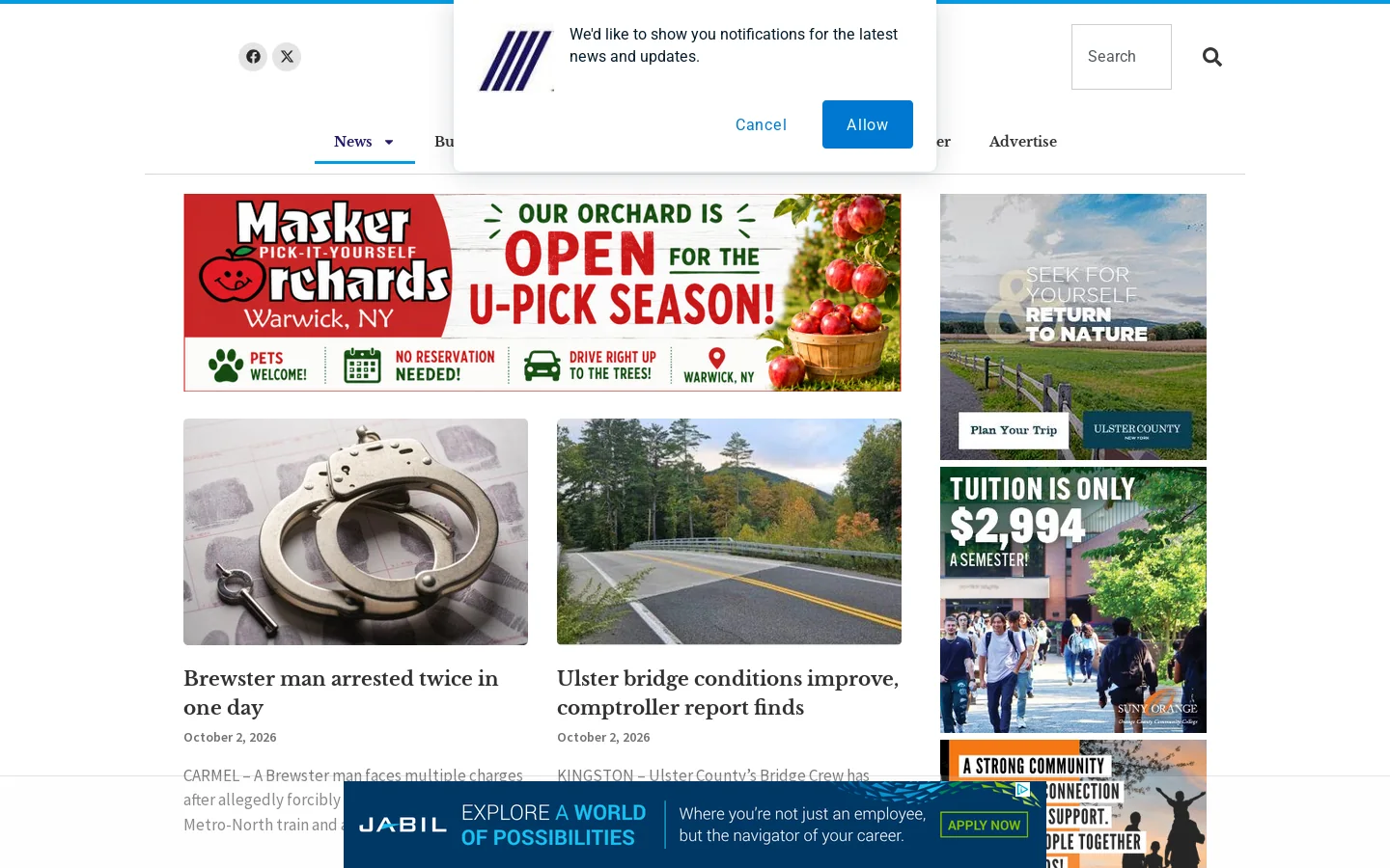 Mid Hudson News Homepage screenshot