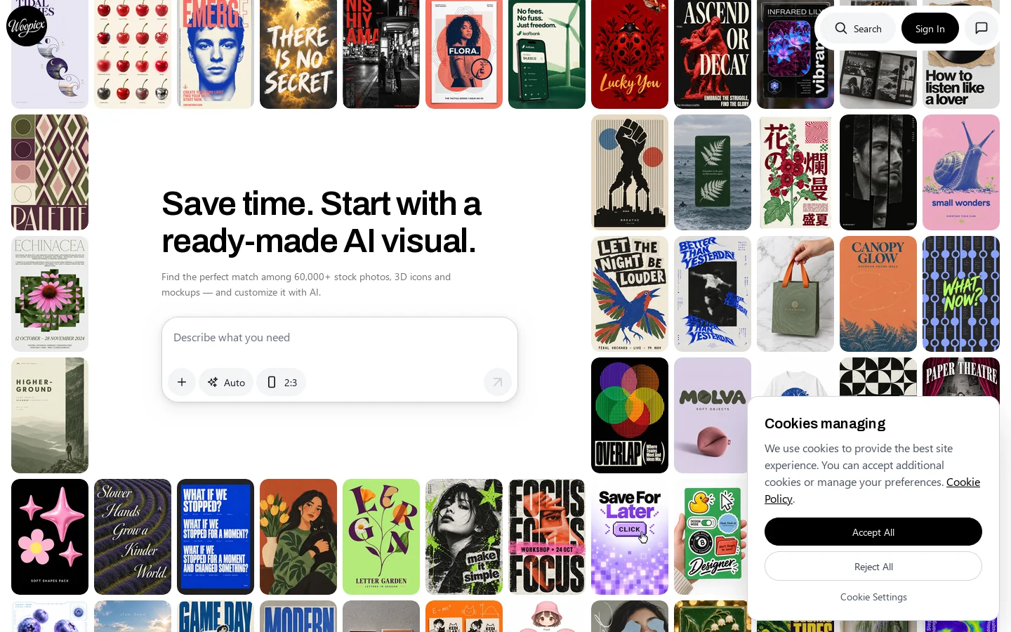 Woopicx Homepage screenshot