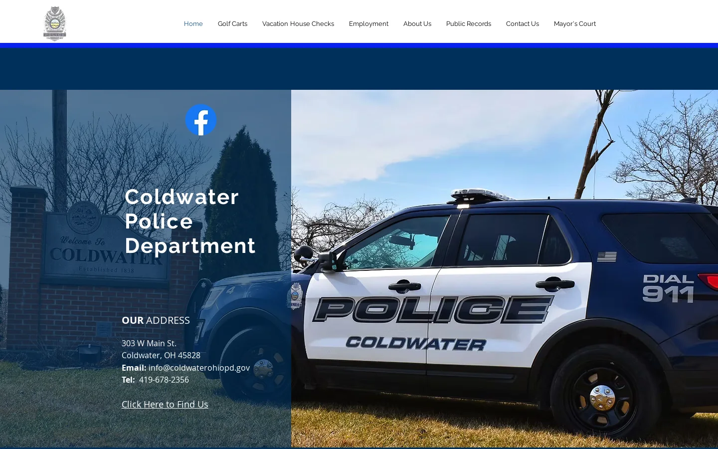 Coldwater PD Homepage screenshot