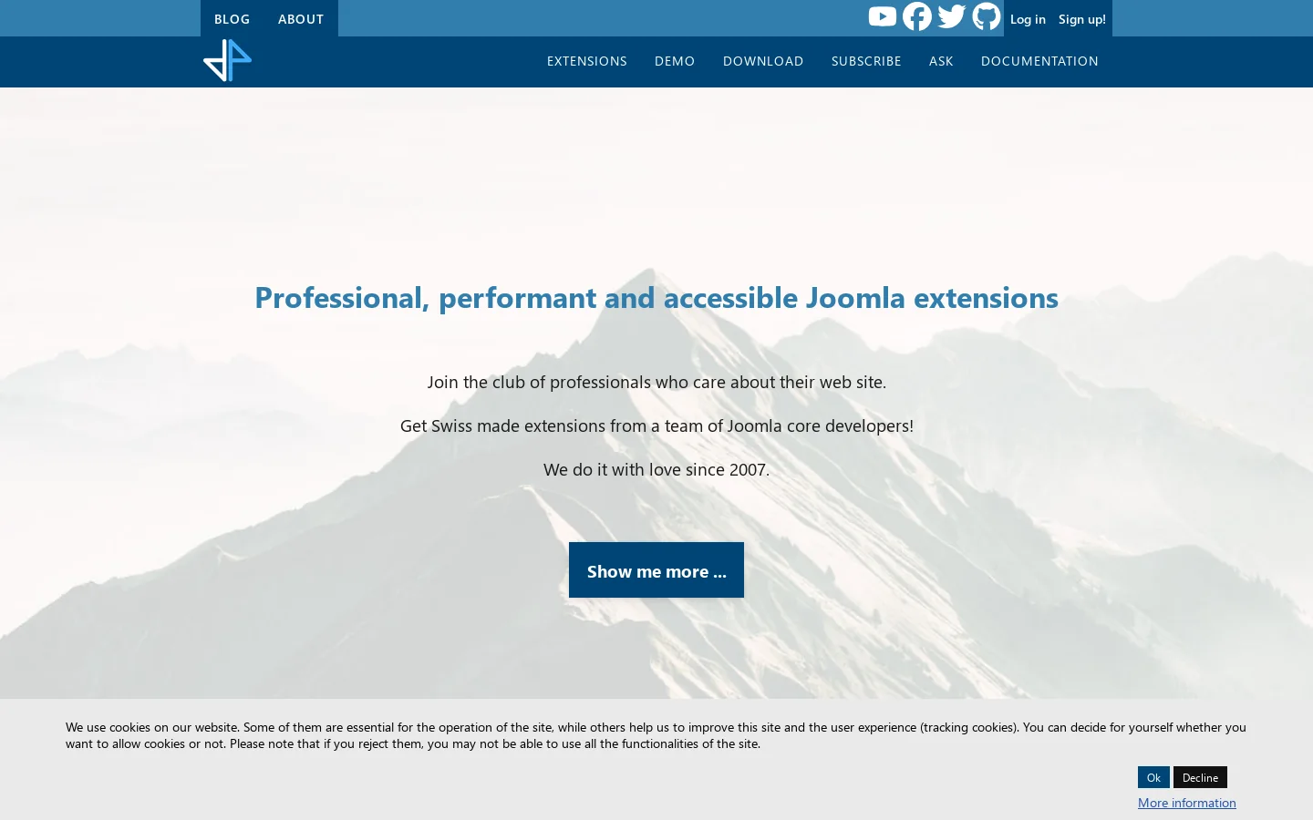 Professional Joomla Extensions by Digital Peak Homepage screenshot