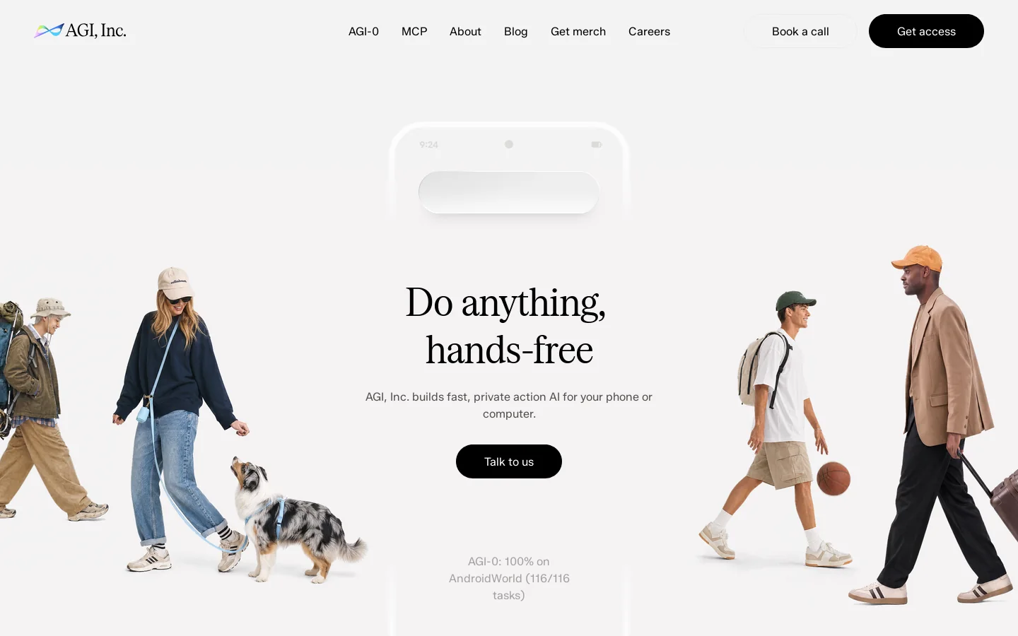 AGI, Inc. | Private action AI for phones and devices Homepage screenshot