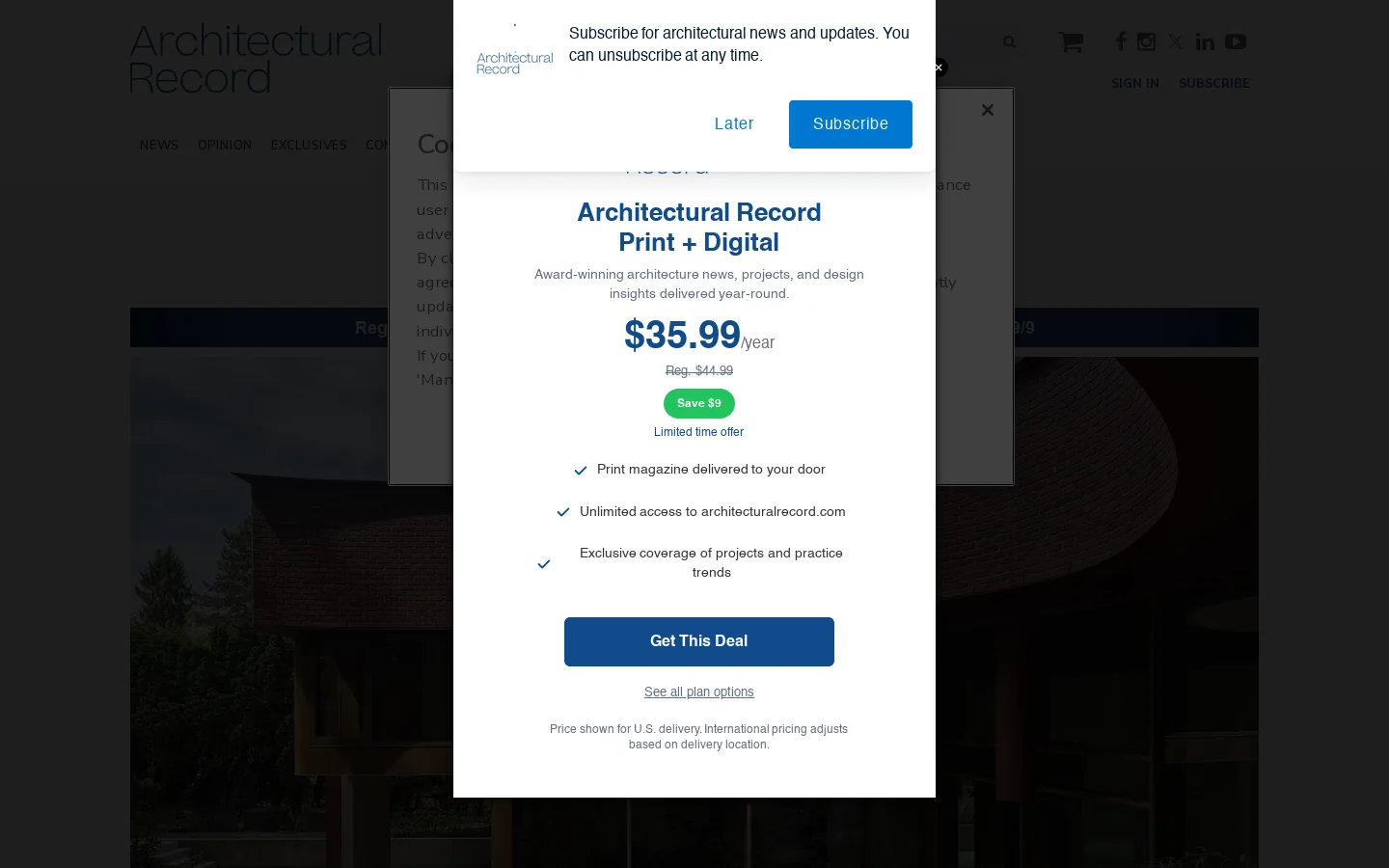 Architectural Record Homepage screenshot