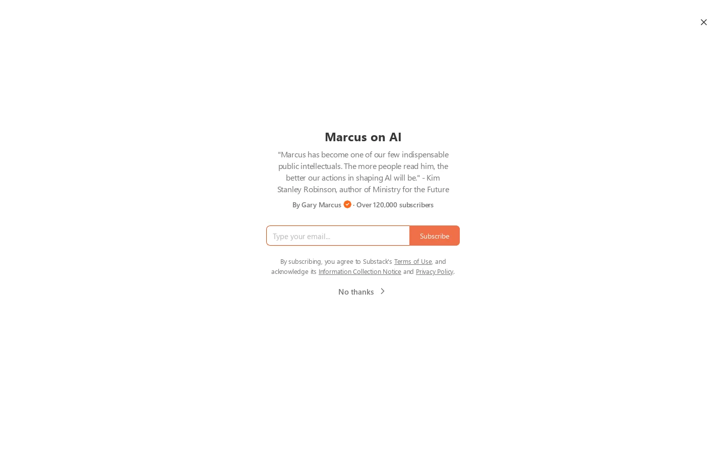 Marcus on AI | Substack Homepage screenshot