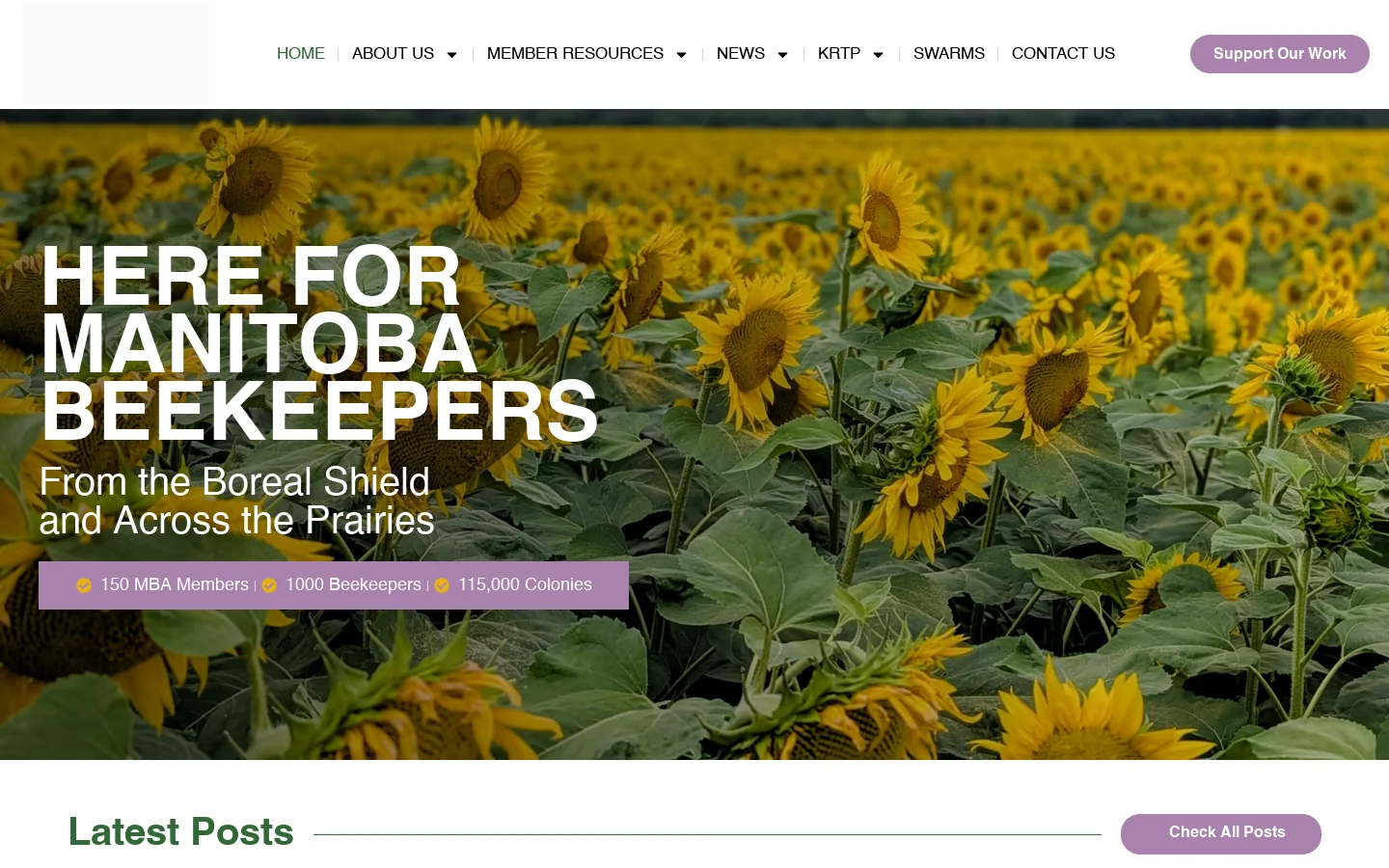 Here for Manitoba Beekeepers - From the Boreal Shield and Across the Prairies Homepage screenshot