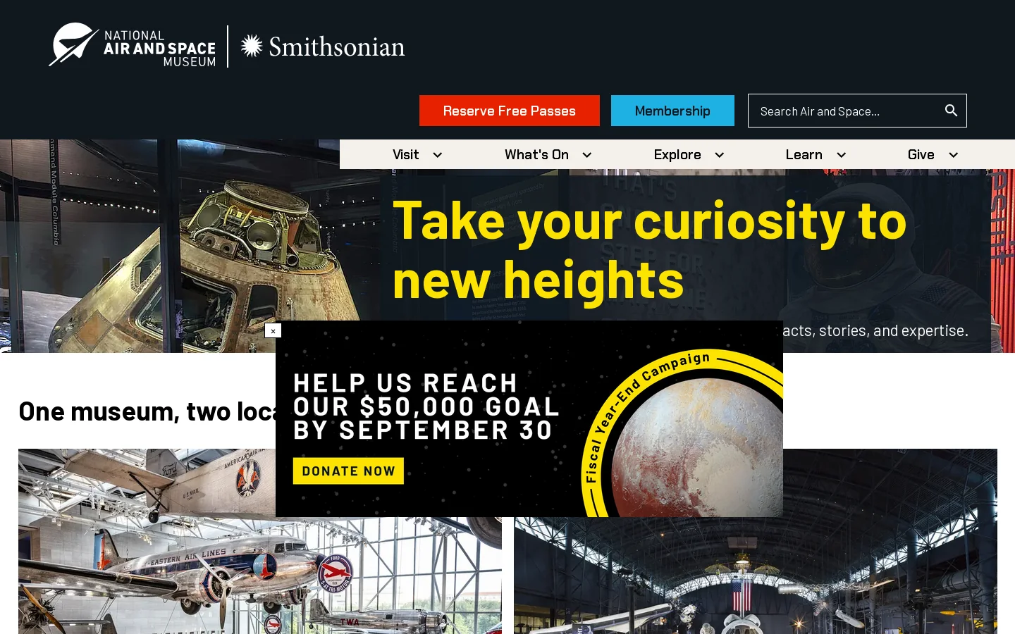 Smithsonian’s National Air and Space Museum | National Air and Space Museum Homepage screenshot
