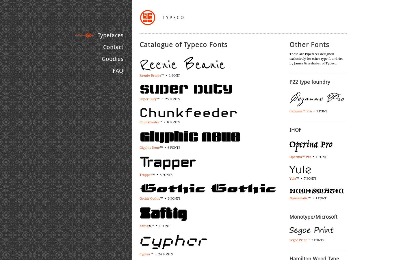 T Y P E C O Homepage screenshot