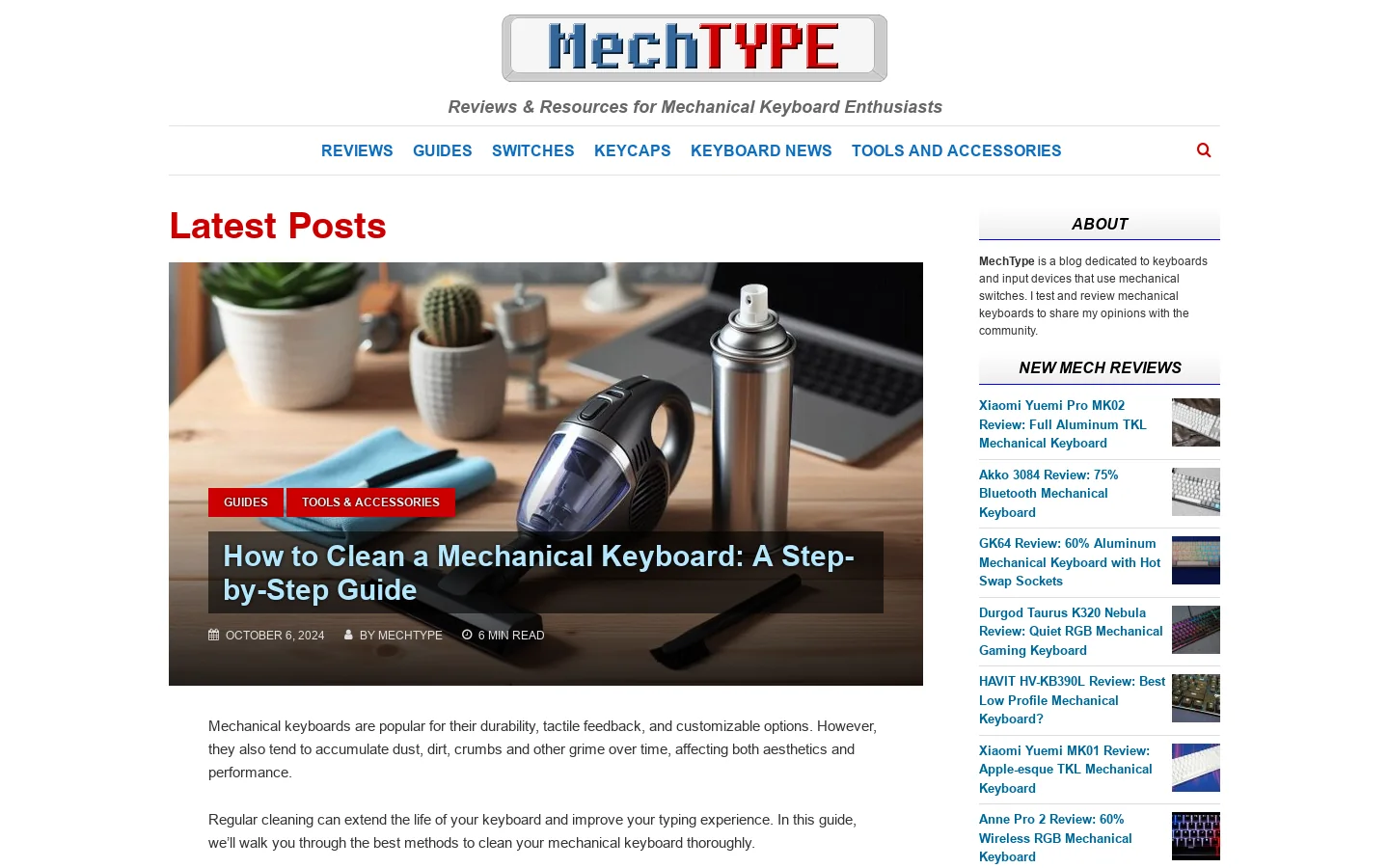 MechType Homepage screenshot