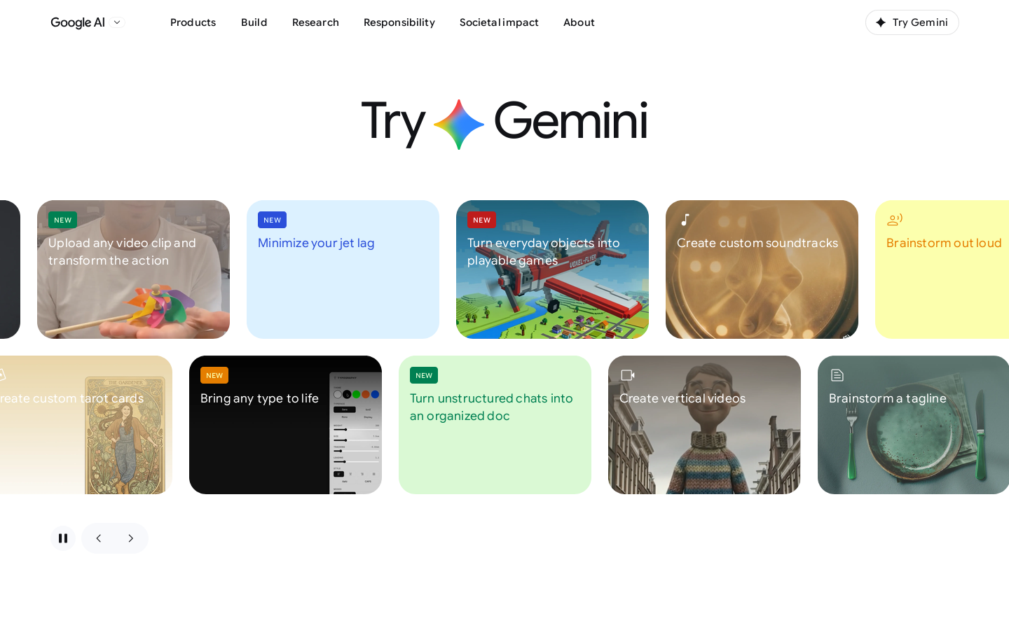 Google AI - How we're making AI helpful for everyone Homepage screenshot