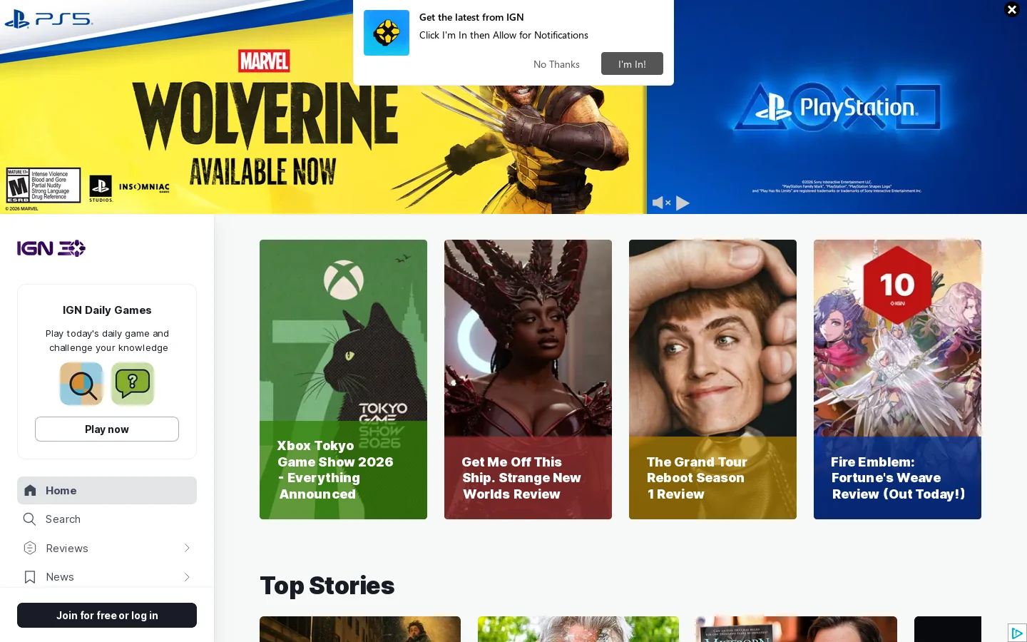 IGN Homepage screenshot