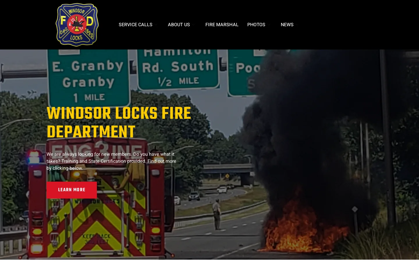 Windsor Locks Fire Department | Serving The Public Since 1890 Homepage screenshot