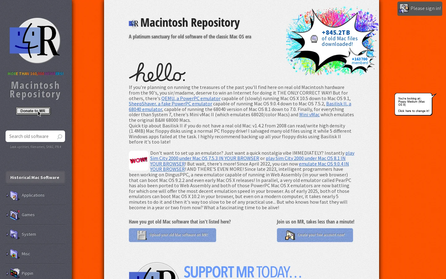 Macintosh Repository Homepage screenshot