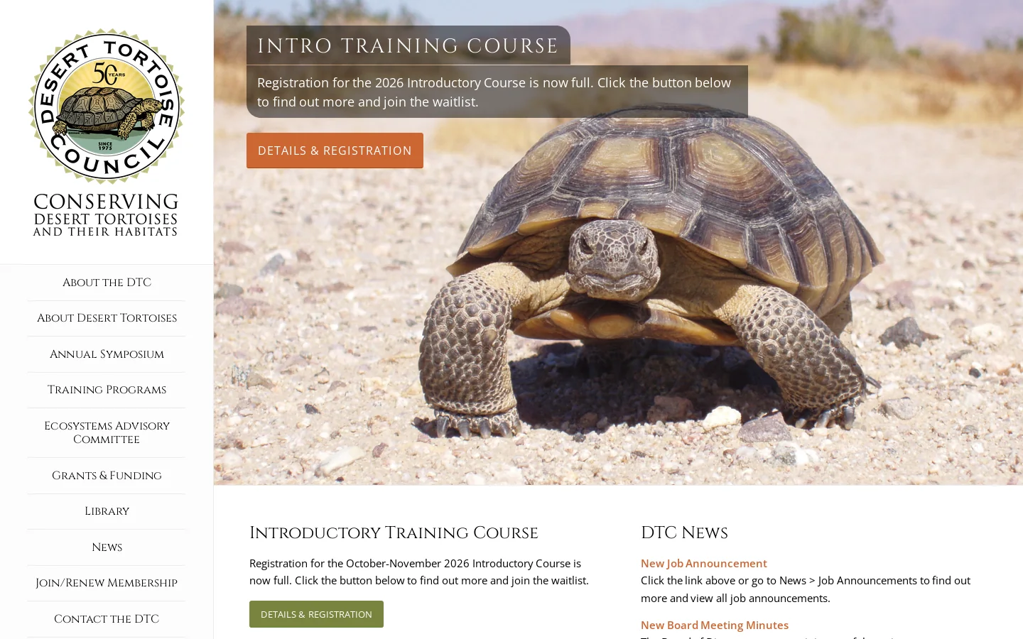 Desert Tortoise Council Homepage screenshot