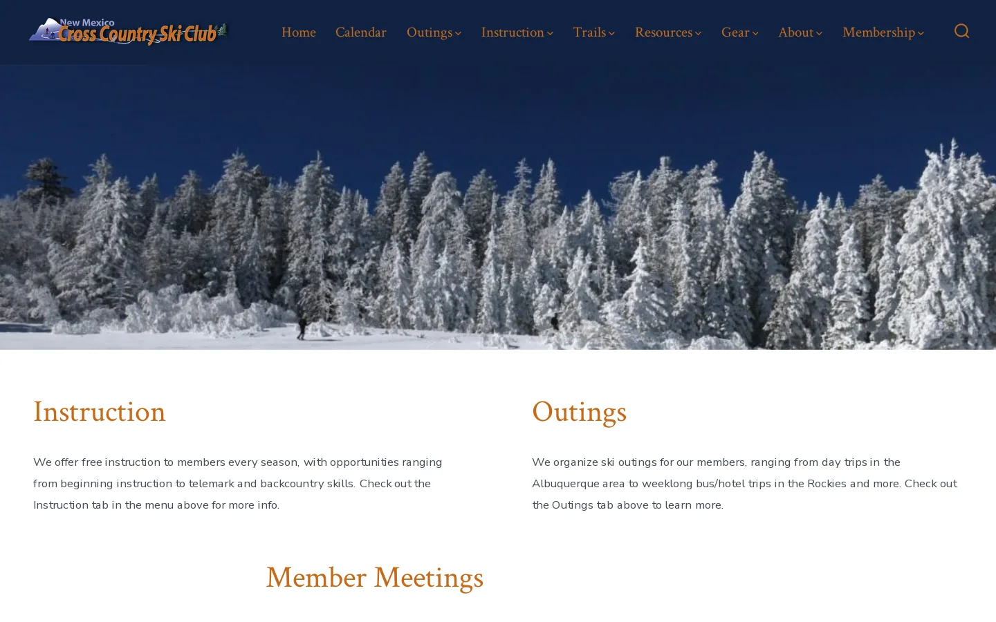 NMCC Ski Club – New Mexico Cross Country Skiing Homepage screenshot