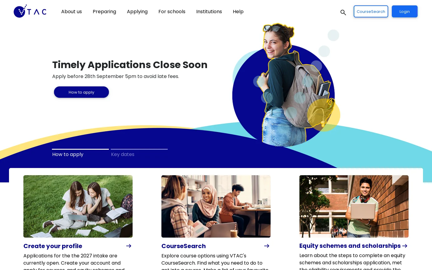 VTAC home Homepage screenshot