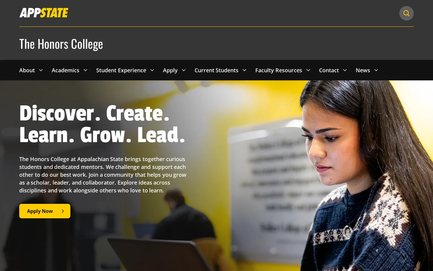 The Honors College | Appalachian State University Homepage screenshot