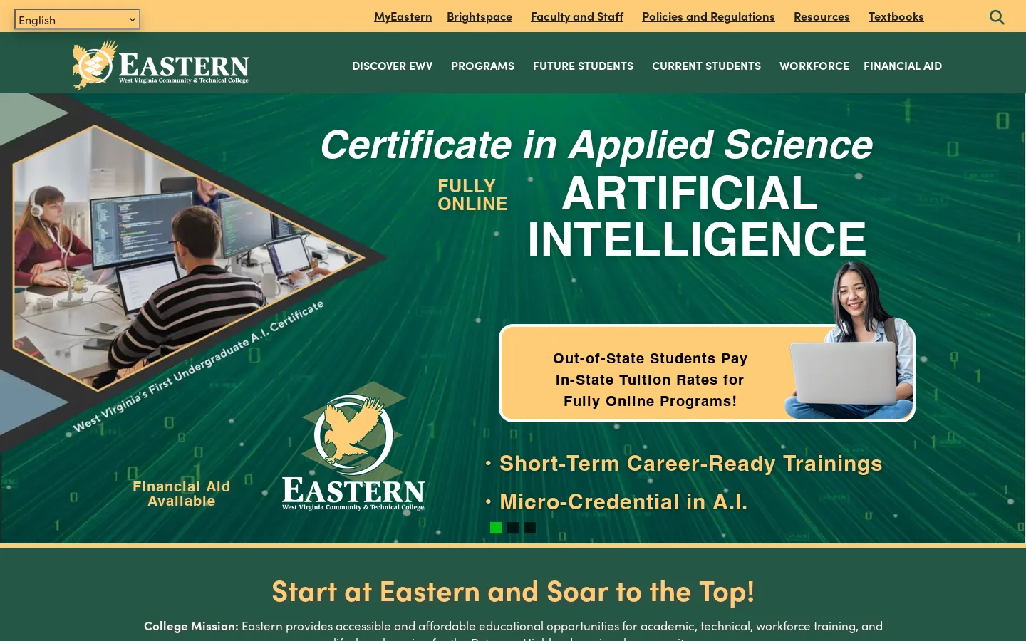 Home - Eastern West Virginia Community and Technical College Homepage screenshot