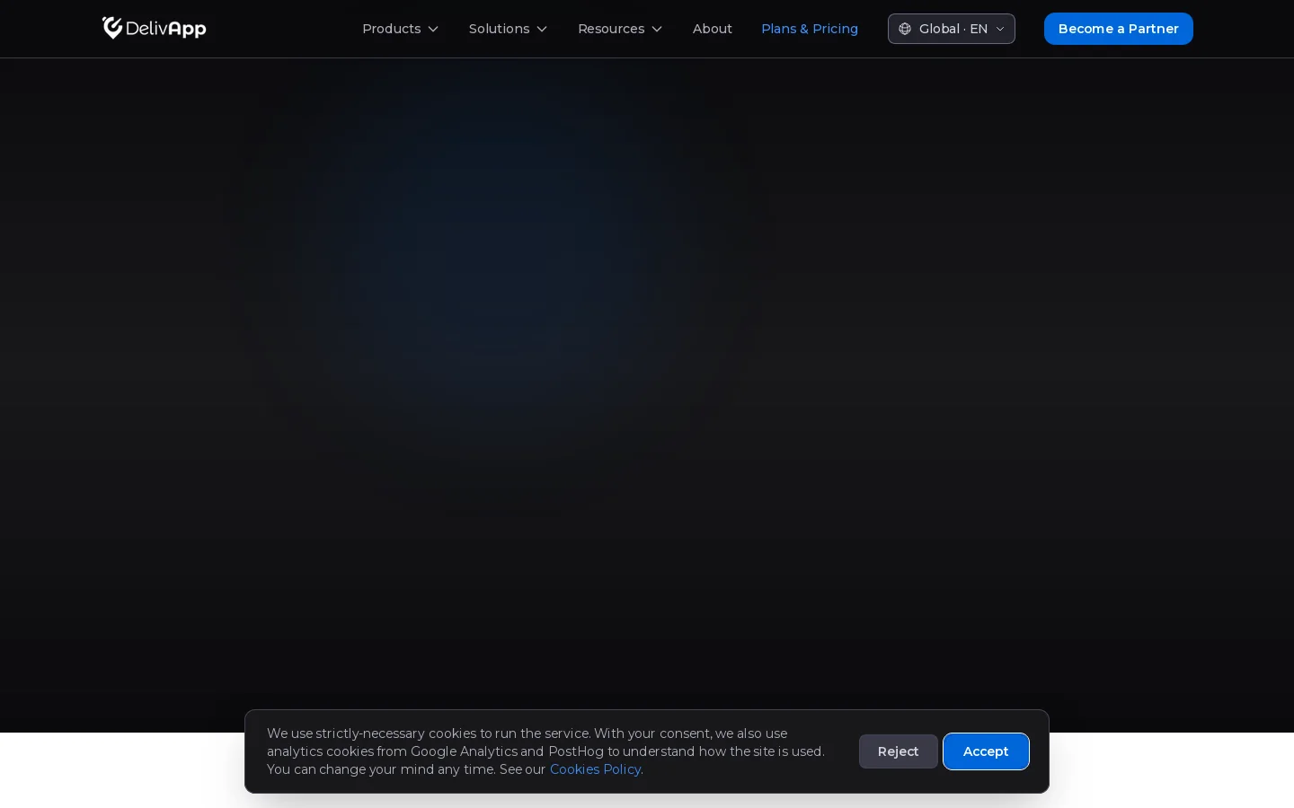DelivApp Homepage screenshot