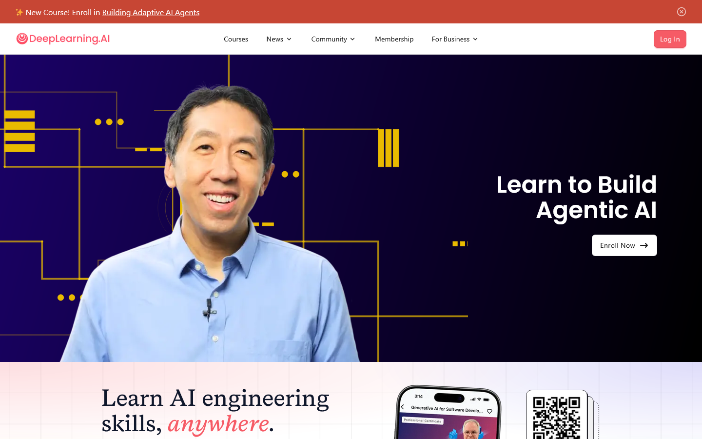 DeepLearning.AI Homepage screenshot