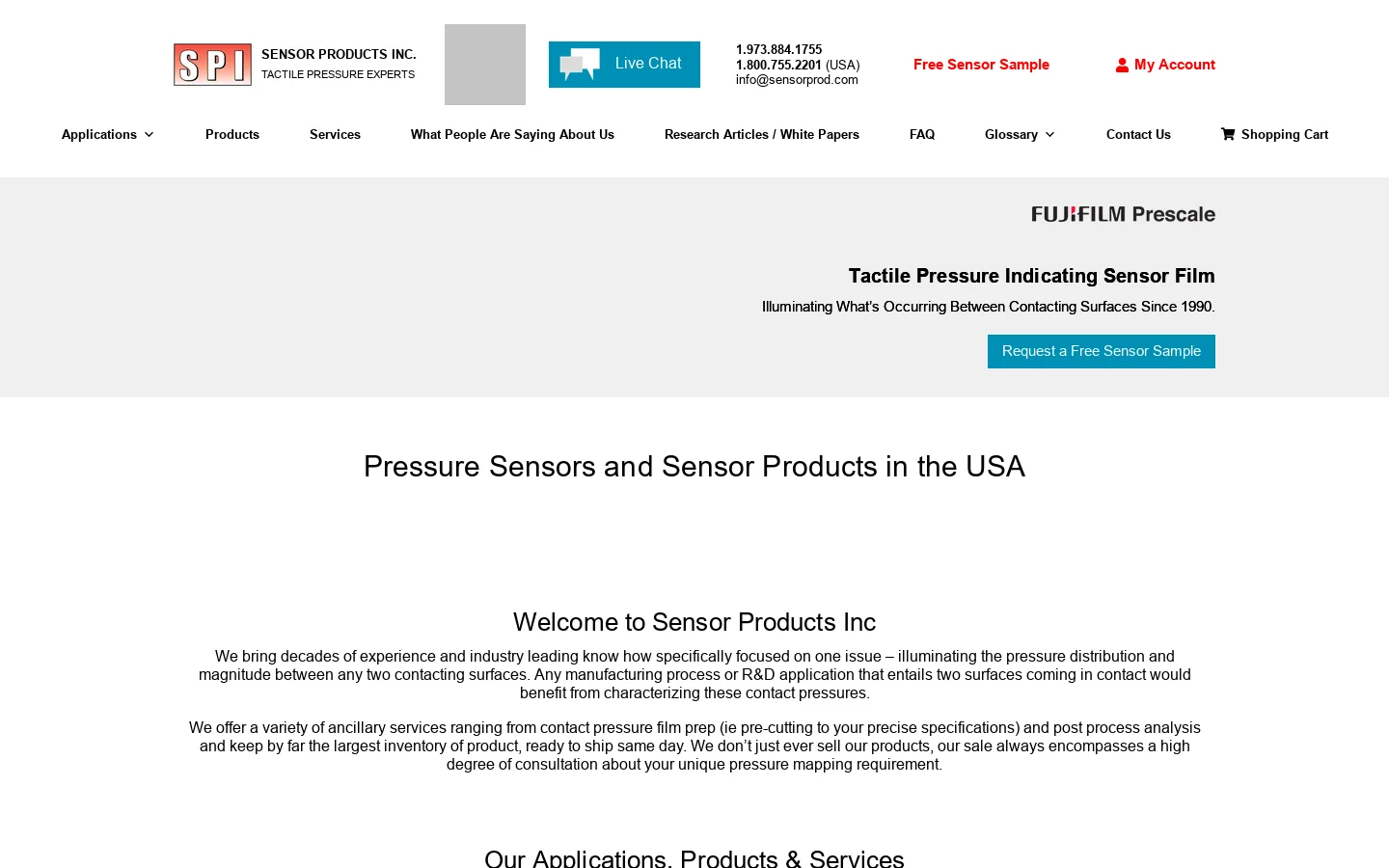 Sensor Products Inc USA Homepage screenshot